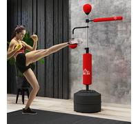Homcom 3-in-1 Punching Bag With 2 Speedballs, 360? Reflex Bar, Red, Red