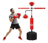 Homcom 3-in-1 Punching Bag With 2 Speedballs, 360? Reflex Bar, Red