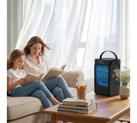 Homcom 4-In-1 Mini Air Cooler With Rgb 7 Led Light, Cooling Fan In Black Black One Size