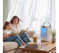 HOMCOM 4-in-1 Mini Air Cooler with RGB 7 LED Light, Cooling Fan in White HOMCOM White