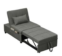 HOMCOM 4-in-1 Pull Out Sleeper Chair Bed with Pockets - Charcoal grey | TJ Hughes