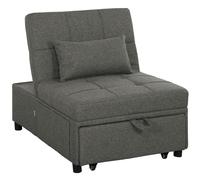 HOMCOM 4-in-1 Single Sofa Sleeper Chair with 3-position Adjustable Back Compact Guest Sofa Bed with Dual Side Storage Pockets - Dark Grey Aosom UK