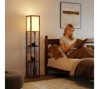 HOMCOM 4 Layer Column Standing Lamp with USB Ports, Rustic Brown
