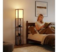 Homcom 4 Layer Column Standing Lamp With Usb Ports, Rustic Brown