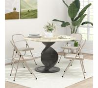 HOMCOM 4 Pack Linen-Look Padded Folding Chairs with Cushioned Seat Beige