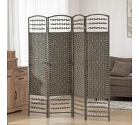 HOMCOM 4 Panel Folding Privacy Screen with Pine Wood Frame, Dark Grey