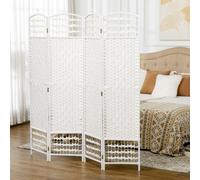 HOMCOM 4 Panel Folding Room Divider, Privacy Screen, Freestanding Paravent Partition Separator for Living Room, Bedroom and Office, 160 x 170cm, White
