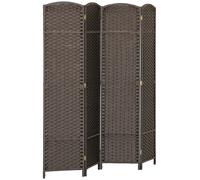 HOMCOM 4 Panel Folding Room Divider, Freestanding Privacy Screen for Living Room, Bedroom and Office, 160 x 170cm, Brown