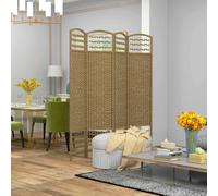 HOMCOM 4 Panel Folding Room Divider, Freestanding Privacy Screen, Natural