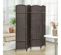 HOMCOM 4 Panel Brown Folding Room Divider 160 x 170cm - Size: 170 x 1.6 x 160cm - Portland - Wilko