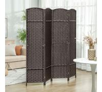 HOMCOM 4 Panel Folding Room Divider, Freestanding Privacy Screen for Living Room, Bedroom and Office, 160 x 170cm, Brown
