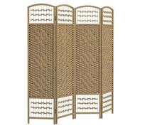 HOMCOM 4 Panel Folding Room Divider Privacy Screen 160 x 170cm Natural Wood | Freestanding Paravent Partition Separator, Living Room, Bedroom, Office