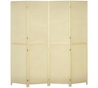 Homcom Freestanding Room Divider 4 Panel Folding Natural, 180 X 180Cm