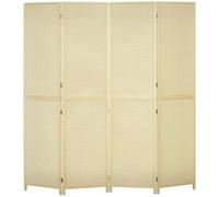 HOMCOM 4 Panel Folding Room Divider Privacy Screen 180 x 180cm Natural | Bamboo Freestanding Design, for Living Room, Bedroom and Office