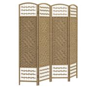 HOMCOM 4 Panel Folding Room Divider, Privacy Screen, Paravent Partition Separator for Living Room, Bedroom, Natural