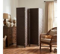 HOMCOM 4 Panel Folding Room Divider, Privacy Screen with Panels, Dark Brown