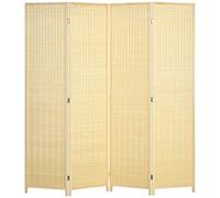 HOMCOM 4 Panel Folding Room Divider Screen, Wall Panel Privacy Furniture, Freestanding Paravent Partition Separator for Living Room, Bedroom and Office, 180 x 180cm, Natural