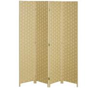 HOMCOM 4 Panel Folding Room Dividers for Wall - Privacy Screen Panels - Brown | TJ Hughes