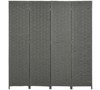 HOMCOM 4 Panel Folding Room Dividers for Wall - Privacy Screen Panels - Grey | TJ Hughes