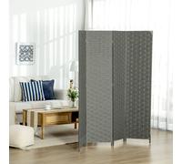 HOMCOM 4-Panel Room Dividers, Wave Fibre Freestanding Folding Privacy Screen Panels, Partition Wall Divider for Indoor Bedroom Office, 170 cm, Grey