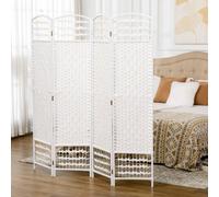 Homcom 4 Panel Room Divider 170Cm Folding Privacy Screen With Wood Frame In White White