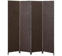 HOMCOM 4-Panel Room Dividers Wave Fibre Freestanding 170 cm, Dark Brown
