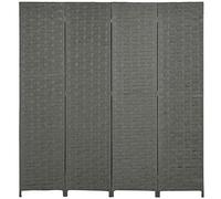 HOMCOM 4-Panel Room Dividers, Wave Fibre Freestanding Folding Privacy Screen Panels, Partition Wall Divider for Indoor Bedroom Office, 170 cm, Grey