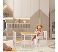 HOMCOM Pine Wood Kids 4 Pc Furniture Set-Oak/White