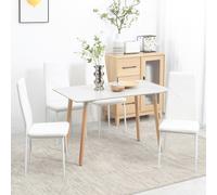 HOMCOM 4-Pieces Dining Chairs, Faux Leather Kitchen Chairs, White