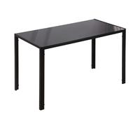HOMCOM 4-Seater Rectangular Dining Table with 6mm Tempered Glass Top - Black, 120L x 60W x 75H cm - 835-479BK