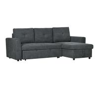 HOMCOM 4 Seater Sofa Bed, Pull Out Sofa Bed with Larger Bed Size & Thicker Cushion Padding, Corner Sofa Bed with Storage, Dark Grey