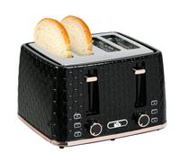 HOMCOM 800-208V70BK Black Honeycomb 4 Slot Toaster 1600W - Size: 4 Slice - Wilko