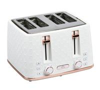 HOMCOM 4 Slice Toaster with 7 Browning Levels, High Lift, 1600W, White