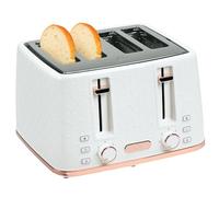 HOMCOM 4 Slice Toaster with 7 Browning Levels, High Lift, Reheat/Defrost/Cancel, Self-centring Function, Removable Crumb Tray, Auto Off, 1600W, White Honeycomb Texture