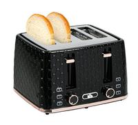 HOMCOM Toaster with 4 Slot, 7 Browning Levels, 1600W Honeycomb - 29.3L x 27.6W x 18.9Hcm - Black