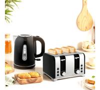 Homcom 4 Slice Wide Slot Toaster And 1.7L Rapid Boil Kettle Set, Black