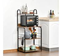 HOMCOM 4-Tier Baker's Rack with Storage, Microwave Stand with 4 Hooks
