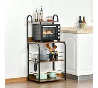 HOMCOM 4-Tier Baker's Rack with Storage, Microwave Stand with 4 Hooks - 60 x 40 x 125 cm - Rustic Brown - 1