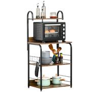 Homcom 4-Tier Baker's Rack With Storage, Microwave Stand With 4 Hooks In Brown Brown