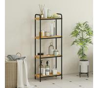HOMCOM 4-Tier Bamboo Bathroom Shelf, Freestanding Shelving Unit, Natural - 41.5W x 21.5D x 106H cm - Black, Natural