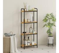 HOMCOM 4-Tier Bamboo Bathroom Shelf, Freestanding Shelving Unit, Natural - 41.5W x 21.5D x 106H cm - Black, Natural