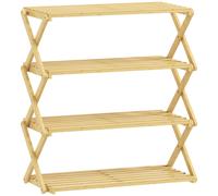 HOMCOM 4-Tier Bamboo Shoe Rack, No Assembly - Natural