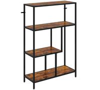 HOMCOM 4-Tier Bookshelf with Open Shelves - Rustic Brown