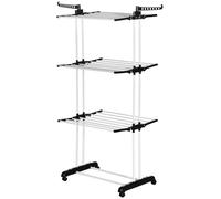 HOMCOM Foldable Clothes Drying Rack Steel Garment Dryer Casters Black