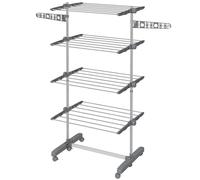 HOMCOM 4-Tier Clothes Airer Foldable with Wheels 142 x 55 x 172cm Grey