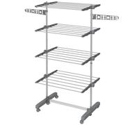 Homcom 4-Tier Large Clothes Airer Stainless Steel Clothes Drying Rack Grey