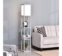 HOMCOM 4-Tier Floor Lamp Standing Lamp with Storage Shelf for Home Office Dorm in Grey HOMCOM Grey