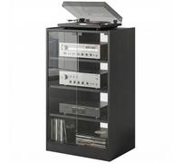 Homcom 4-Tier Hi-Fi Stand With Adjustable Shelves, Black Wood-Effect Black