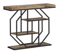 HOMCOM 4-Tier Industrial Console Table - Rustic Brown