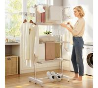 Homcom 4-Tier Large Clothes Airer Stainless Steel Clothes Drying Rack White